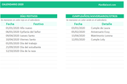 Calendario 2020 en Excel