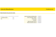 Planilla de Excel para Costo de Manufactura