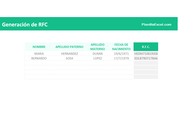 Planilla de Excel para Generación de RFC (México)