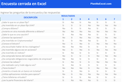 Planilla de Excel de Encuesta