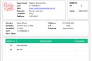 Planilla de Excel para confección de Remito