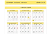 Calendario 2024 -2025 en Excel