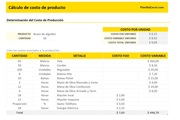 Cálculo de costo de producto en Excel