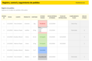 Control y seguimiento de pedidos en Excel