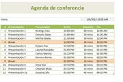 Agenda de conferencia en excel