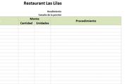Planilla de Excel de Recetas