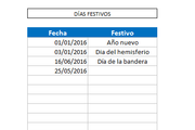 Calendario 2016 en Excel