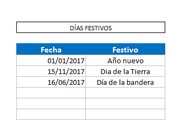 Calendario 2017 en Excel 