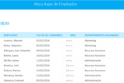 Planilla de excel de altas y bajas de empleados