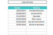 Calendario 2017/2018 en Excel