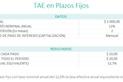 Planilla de Excel para el Cálculo de la TAE de préstamos y depósitos