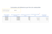 Planilla de Excel de Cálculo de KM por litro 