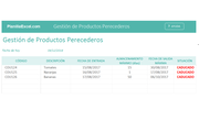 Planilla de Excel de Gestión de Productos Perecederos