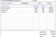 Planilla de Excel para Hoja de Presupuesto