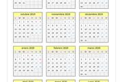 Calendario 2019/2020 en Excel