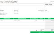 Planilla de Excel de Nota de Crédito